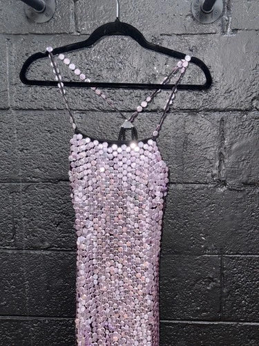 The Attico Avery Pailette Embellished Midi Dress Size 38 – Lavender Purple Pencil