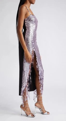 The Attico Avery Pailette Embellished Midi Dress Size 38 – Lavender Purple Pencil