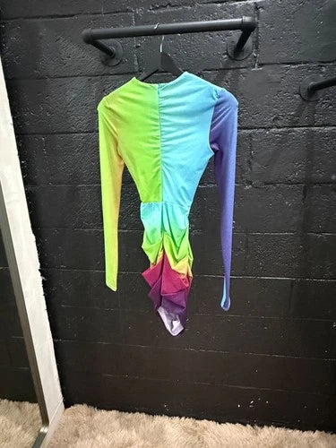 Alex Perry Halton Lycra Crew Twist Ruched Mini Dress Size 2 – Ombré Long-Sleeve Mini