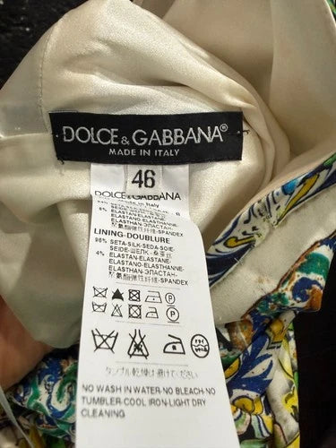 Dolce & Gabbana Majolika Blume Seide Dress Size 46 – Silk Floral Pencil Dress