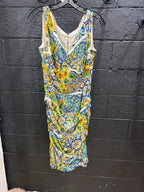 Dolce & Gabbana Majolika Blume Seide Dress Size 46 – Silk Floral Pencil Dress