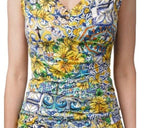 Dolce & Gabbana Majolika Blume Seide Dress Size 46 – Silk Floral Pencil Dress