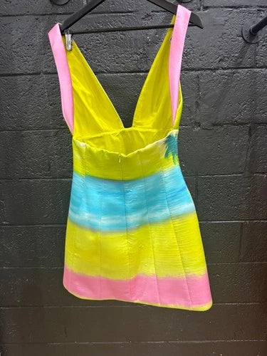 Brandon Maxwell Printed Silk Satin Mini Dress Size 6 – Sunset/Lilac/Primrose