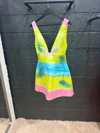 Brandon Maxwell Printed Silk Satin Mini Dress Size 6 – Sunset/Lilac/Primrose