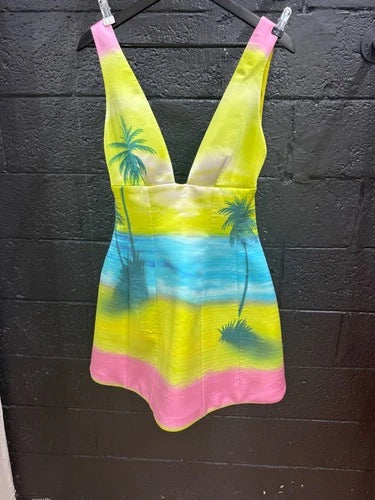 Brandon Maxwell Printed Silk Satin Mini Dress Size 6 – Sunset/Lilac/Primrose