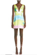 Brandon Maxwell Printed Silk Satin Mini Dress Size 6 – Sunset/Lilac/Primrose