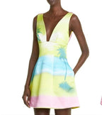 Brandon Maxwell Printed Silk Satin Mini Dress Size 6 – Sunset/Lilac/Primrose