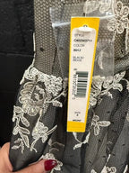 Alice and Olivia Beatrice T-Back Lace Fit and Flare Dress Size 4 – Silver Mini