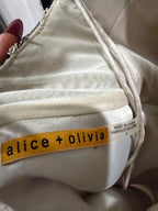 Alice and Olivia Beatrice T-Back Lace Fit and Flare Dress Size 4 – Silver Mini