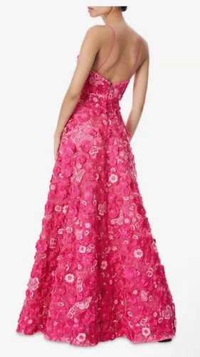 Alice and Olivia Domenica Floral Embroidered Ball Gown – Size 2 Pink