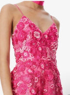 Alice and Olivia Domenica Floral Embroidered Ball Gown – Size 2 Pink