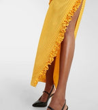 Alessandra Rich Polka-Dot One-Shoulder Silk Maxi Dress – Size 2/4 Yellow