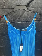 Versace Blue Plisse Satin Midi Dress – Size 40