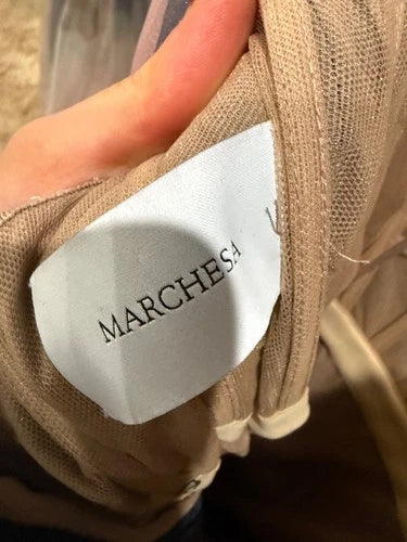 Marchesa Thunderstorm Painterly-Print One-Shoulder Organza Ball Gown – Size 8