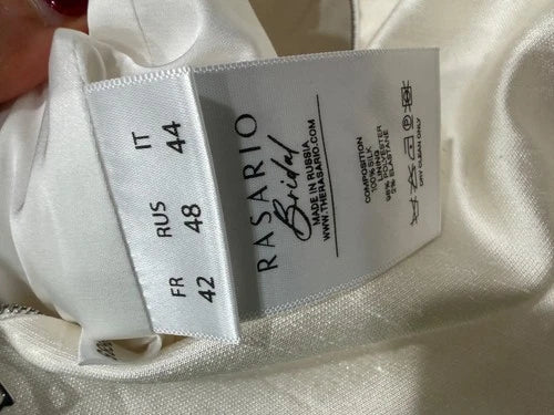 RASARIO White Strapless Duchesse Silk-Satin Gown Size 8 – Elegant Fit & Flare