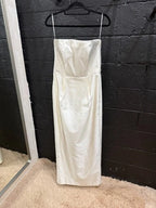 RASARIO White Strapless Duchesse Silk-Satin Gown Size 8 – Elegant Fit & Flare