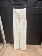 RASARIO White Strapless Duchesse Silk-Satin Gown Size 8 – Elegant Fit & Flare