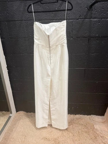 RASARIO White Strapless Duchesse Silk-Satin Gown Size 8 – Elegant Fit & Flare