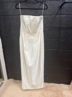 RASARIO White Strapless Duchesse Silk-Satin Gown Size 8 – Elegant Fit & Flare