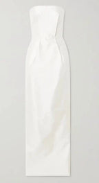 RASARIO White Strapless Duchesse Silk-Satin Gown Size 8 – Elegant Fit & Flare