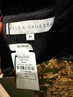 RAISA & VANESSA Sequinned Dress with Scallop Hem Size 34/2 – Gold & Black Midi