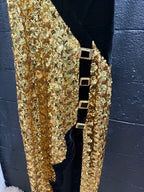 RAISA & VANESSA Sequinned Dress with Scallop Hem Size 34/2 – Gold & Black Midi