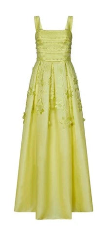 Elie Saab Willow Wisp Organza Evening Gown Size 8 – Yellow Maxi Dress