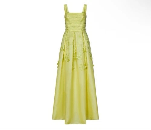 Elie Saab Willow Wisp Organza Evening Gown Size 8 – Yellow Maxi Dress