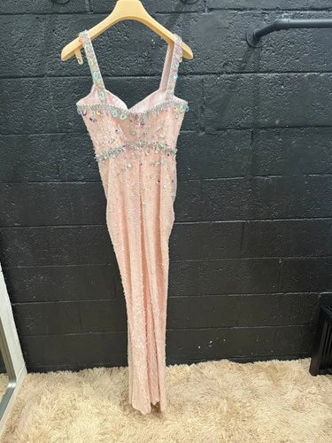 Jenny Packham Cavalla Pink Sequin Bodycon Gown Size 4 – Elegant Maxi Dress