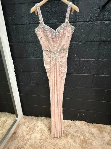 Jenny Packham Cavalla Pink Sequin Bodycon Gown Size 4 – Elegant Maxi Dress