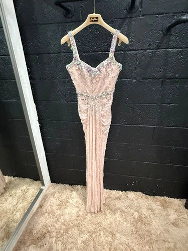 Jenny Packham Cavalla Pink Sequin Bodycon Gown Size 4 – Elegant Maxi Dress
