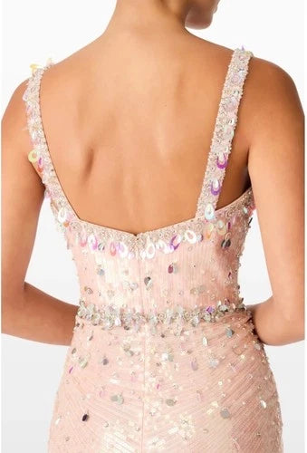 Jenny Packham Cavalla Pink Sequin Bodycon Gown Size 4 – Elegant Maxi Dress