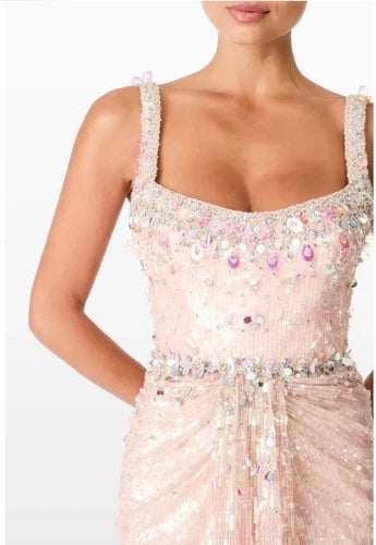 Jenny Packham Cavalla Pink Sequin Bodycon Gown Size 4 – Elegant Maxi Dress