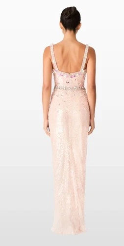 Jenny Packham Cavalla Pink Sequin Bodycon Gown Size 4 – Elegant Maxi Dress