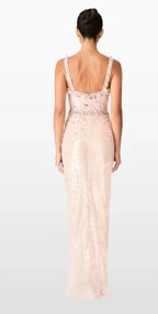 Jenny Packham Cavalla Pink Sequin Bodycon Gown Size 4 – Elegant Maxi Dress