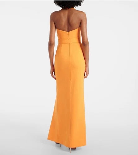 Rebecca Vallance Belted Halterneck Crepe Maxi Dress Size 4 – Zinnia Orange
