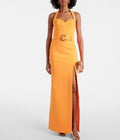 Rebecca Vallance Belted Halterneck Crepe Maxi Dress Size 4 – Zinnia Orange