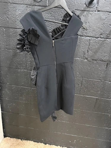 Maticevski Avery Ruffled Crêpe Mini Dress Size 6 – Black Short