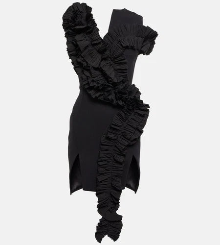 Maticevski Avery Ruffled Crêpe Mini Dress Size 6 – Black Short