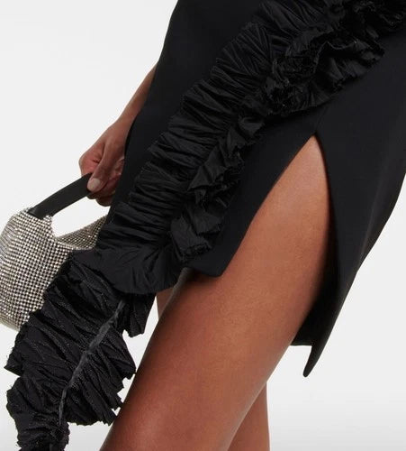 Maticevski Avery Ruffled Crêpe Mini Dress Size 6 – Black Short