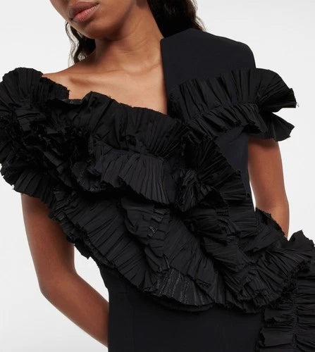 Maticevski Avery Ruffled Crêpe Mini Dress Size 6 – Black Short