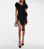 Maticevski Avery Ruffled Crêpe Mini Dress Size 6 – Black Short