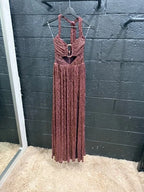 Nookie Australia Micah Maxi Dress Size XS – Brown Metallic Floor-Length