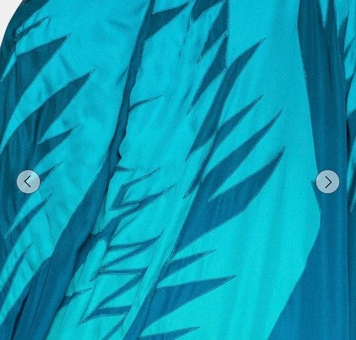 Gucci Blue Ombre Leaf Embroidered Silk One-Shoulder Draped Maxi Dress Size 40