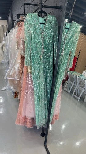 Jenny Packham Gazelle Sequin-Tulle Gown Size 6/8 – Mint Maxi Dress