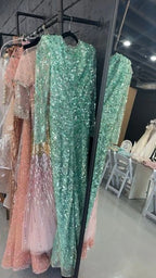 Jenny Packham Gazelle Sequin-Tulle Gown Size 6/8 – Mint Maxi Dress