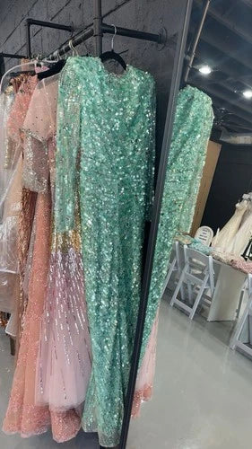 Jenny Packham Gazelle Sequin-Tulle Gown Size 6/8 – Mint Maxi Dress