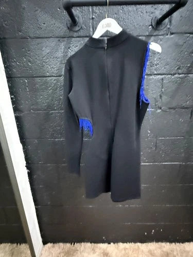 STAUD Kirsten Beaded Cut-Out Minidress Size S – Black Bodycon