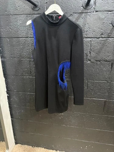 STAUD Kirsten Beaded Cut-Out Minidress Size S – Black Bodycon