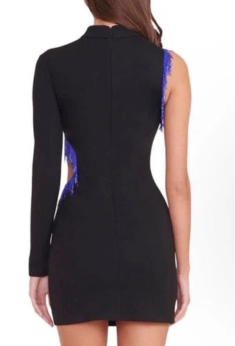 STAUD Kirsten Beaded Cut-Out Minidress Size S – Black Bodycon
